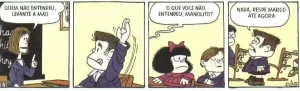 Tirinha Mafalda na Escola